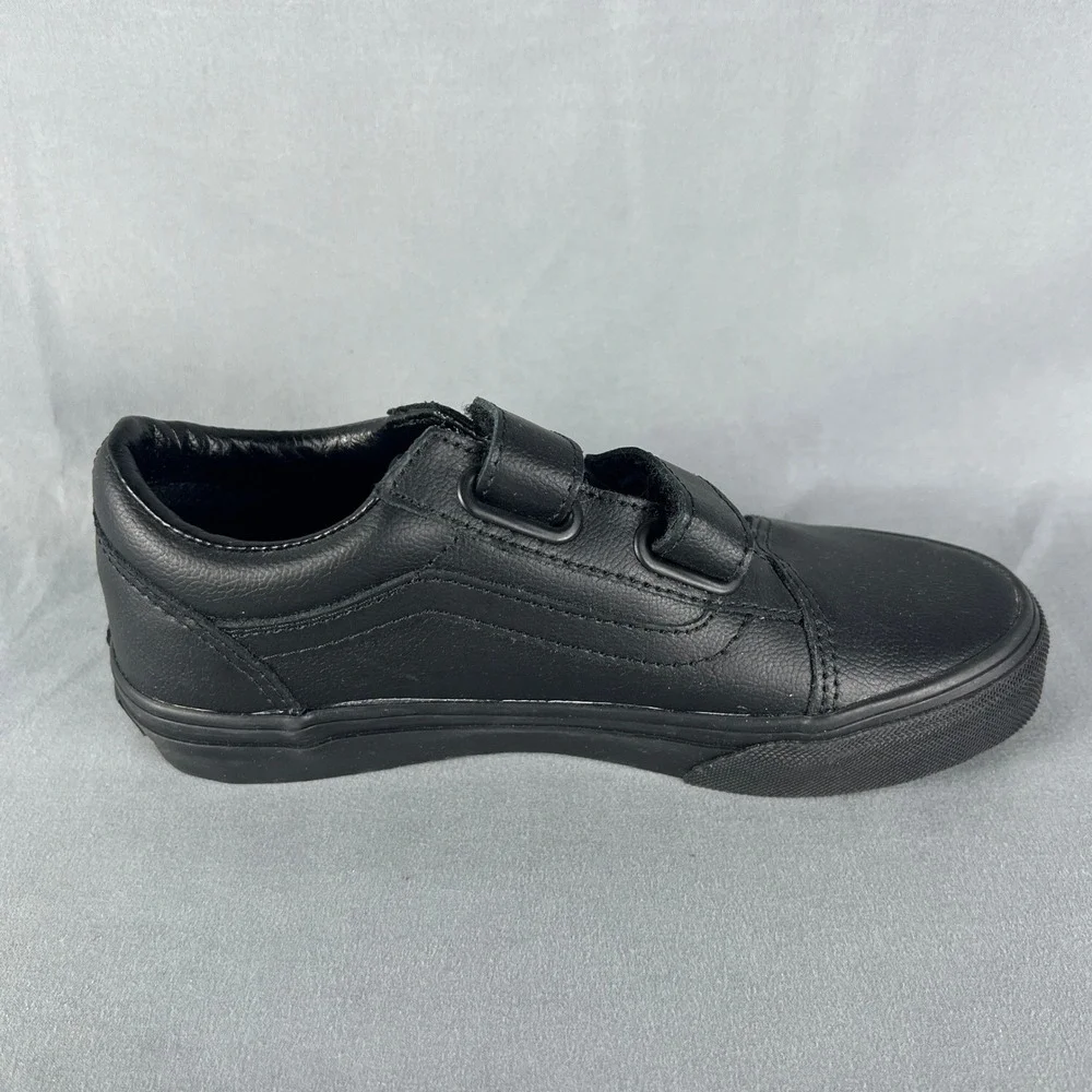 Vans Classic Old Skool Sneakers Kids US 2 Black Low Top Round Toe Hook & Loop